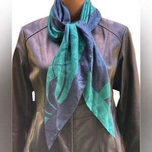 Vintage Pierre Cardin Paris Teal and Blue Sheen Scarf